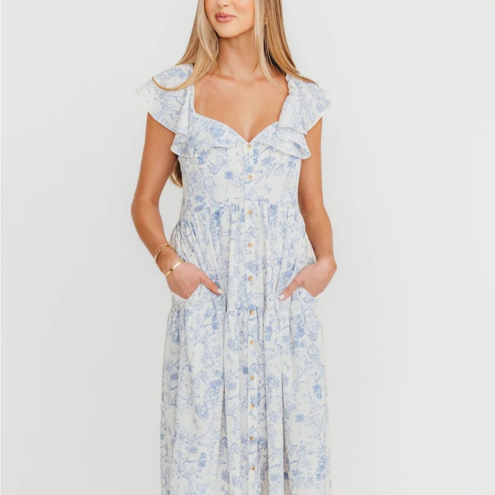 Floral Blue and White Women's Dress